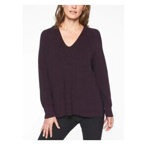 Athleta Switchback Wool-Blend Sweater, Auberge Purple, V-Neck Oversized, Small